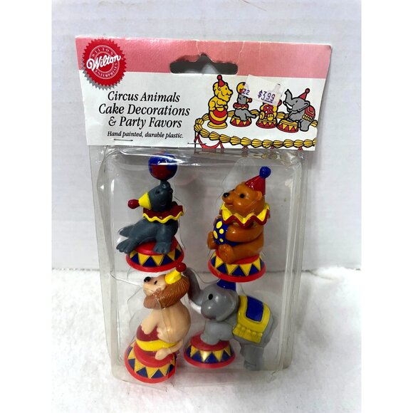 Vintage 1994 Wilton Circus Animals Cake Decorations & Party Favors - Picture 1 of 5
